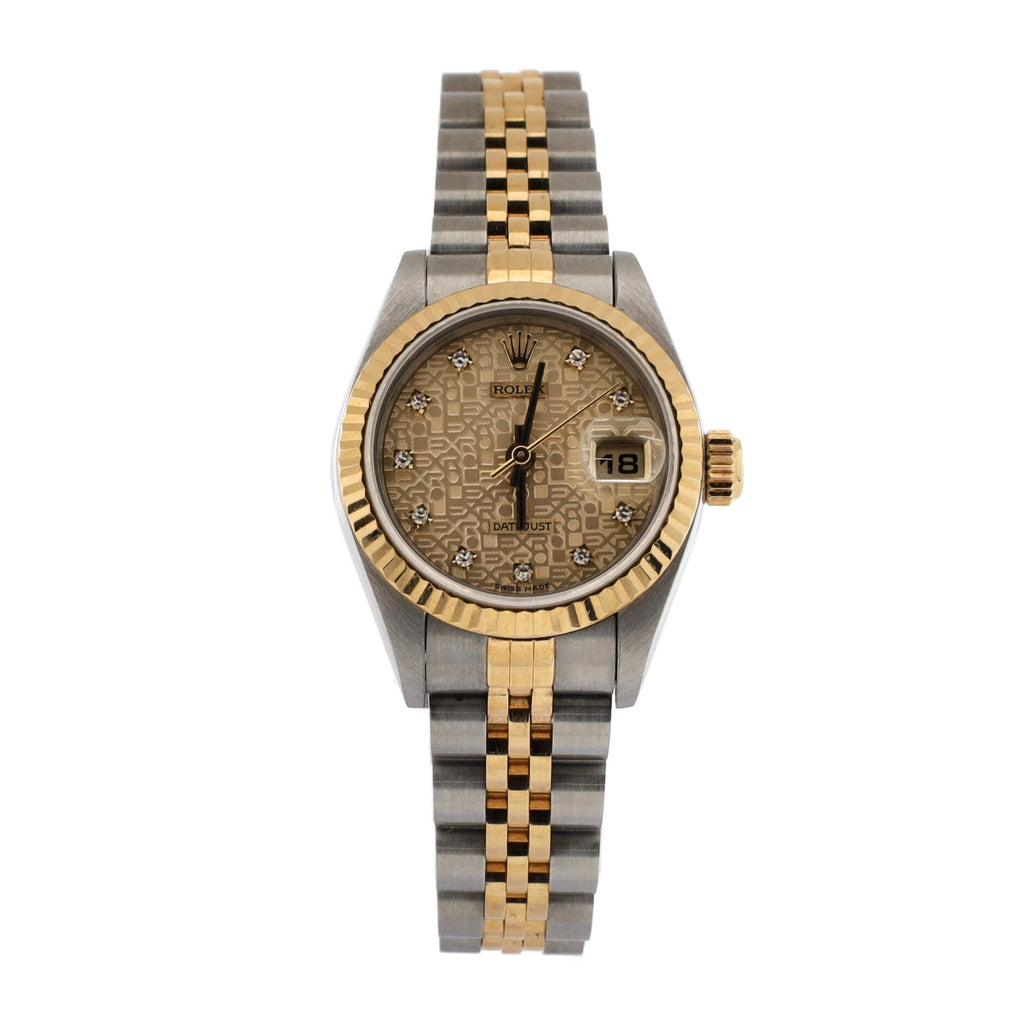 Oyster Perpetual Datejust Automatic Watch Stainless Steel and Yellow Gold with Diamond Markers 26