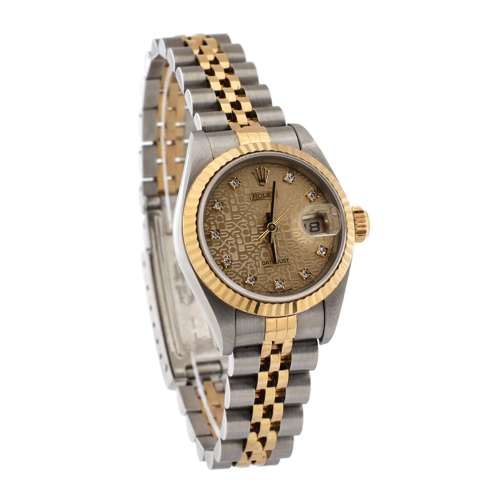 Oyster Perpetual Datejust Automatic Watch Stainless Steel and Yellow Gold with Diamond Markers 26