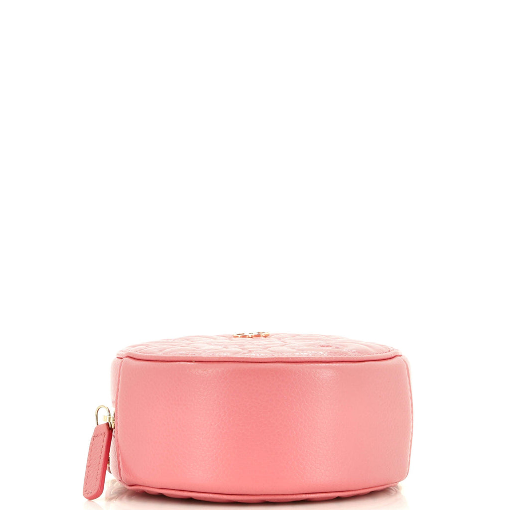 Round Clutch with Chain Camellia Caviar Mini