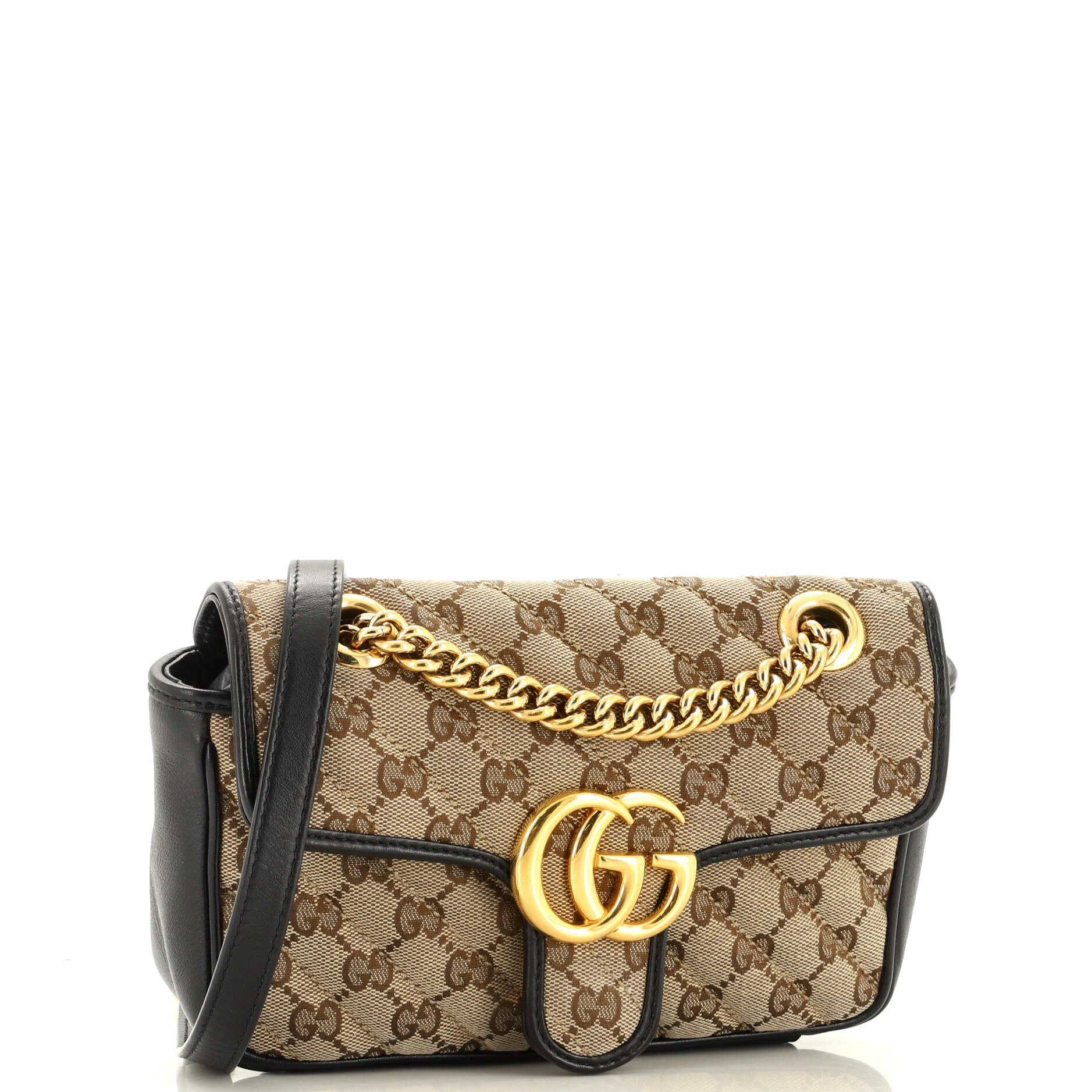 GG Marmont Flap Bag Diagonal Quilted GG Canvas Mini