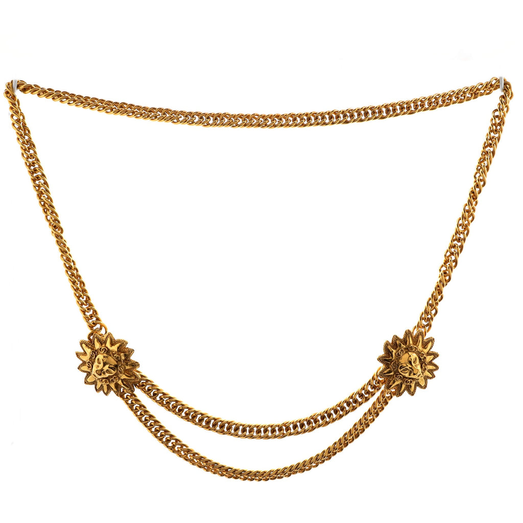 Vintage Multi-Chain Leo Lion Sun Belt Metal