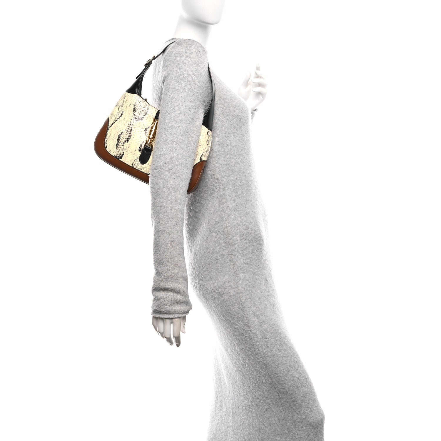 Snakeskin Calfskin Small Jackie 1961 Hobo Black Brown