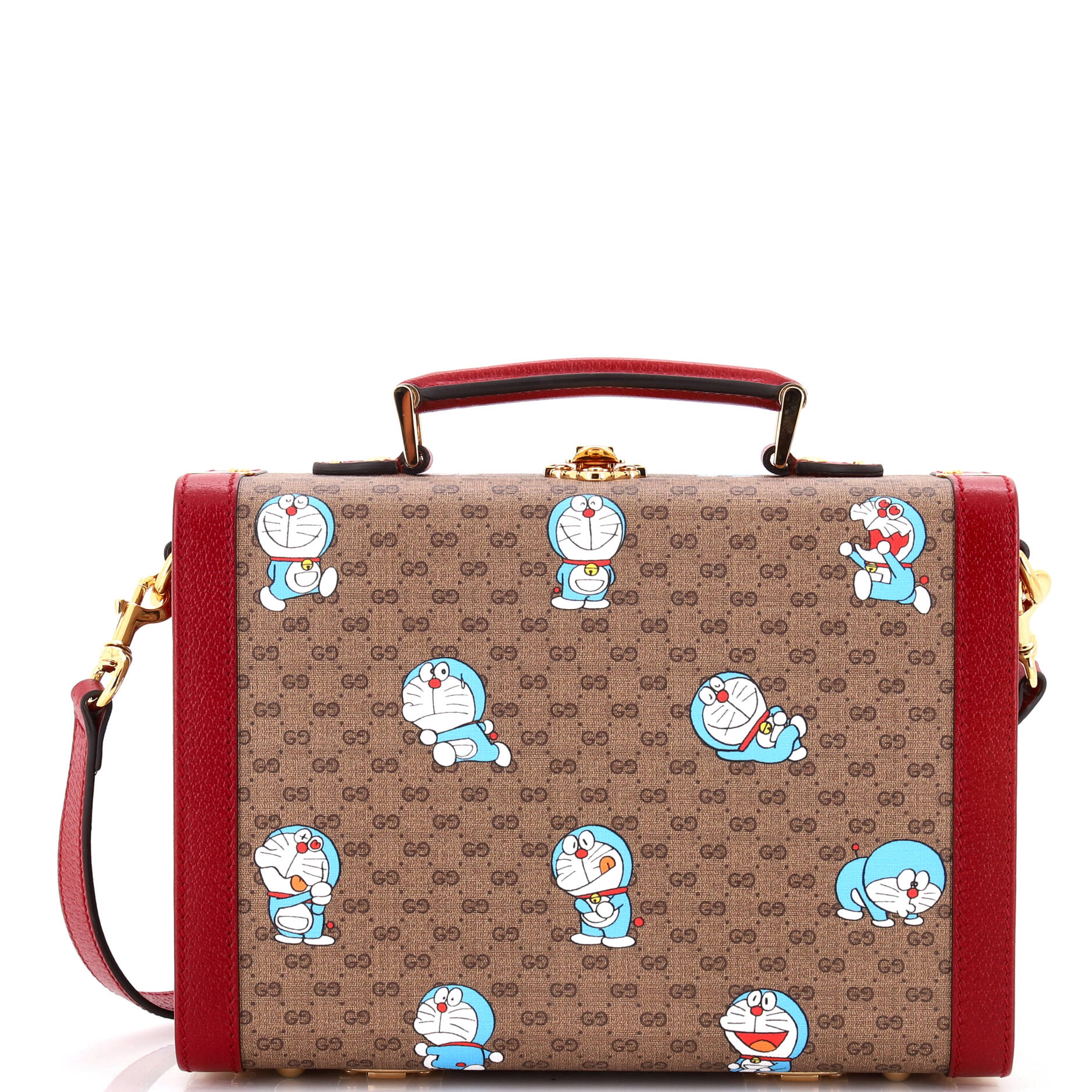 Doraemon Top Handle Beauty Case Printed Mini GG Coated Canvas