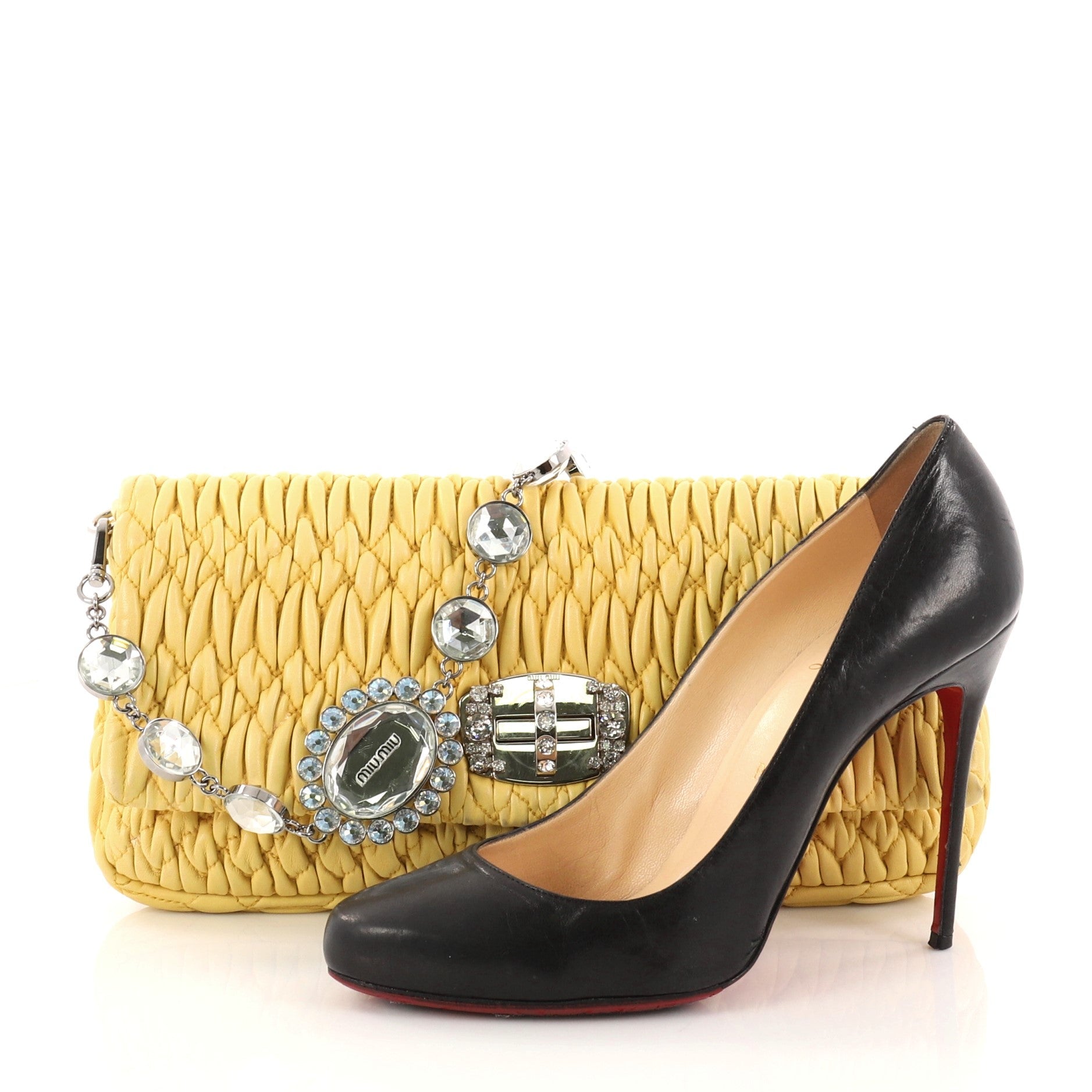 Crystal Clutch Matelasse Leather Medium
