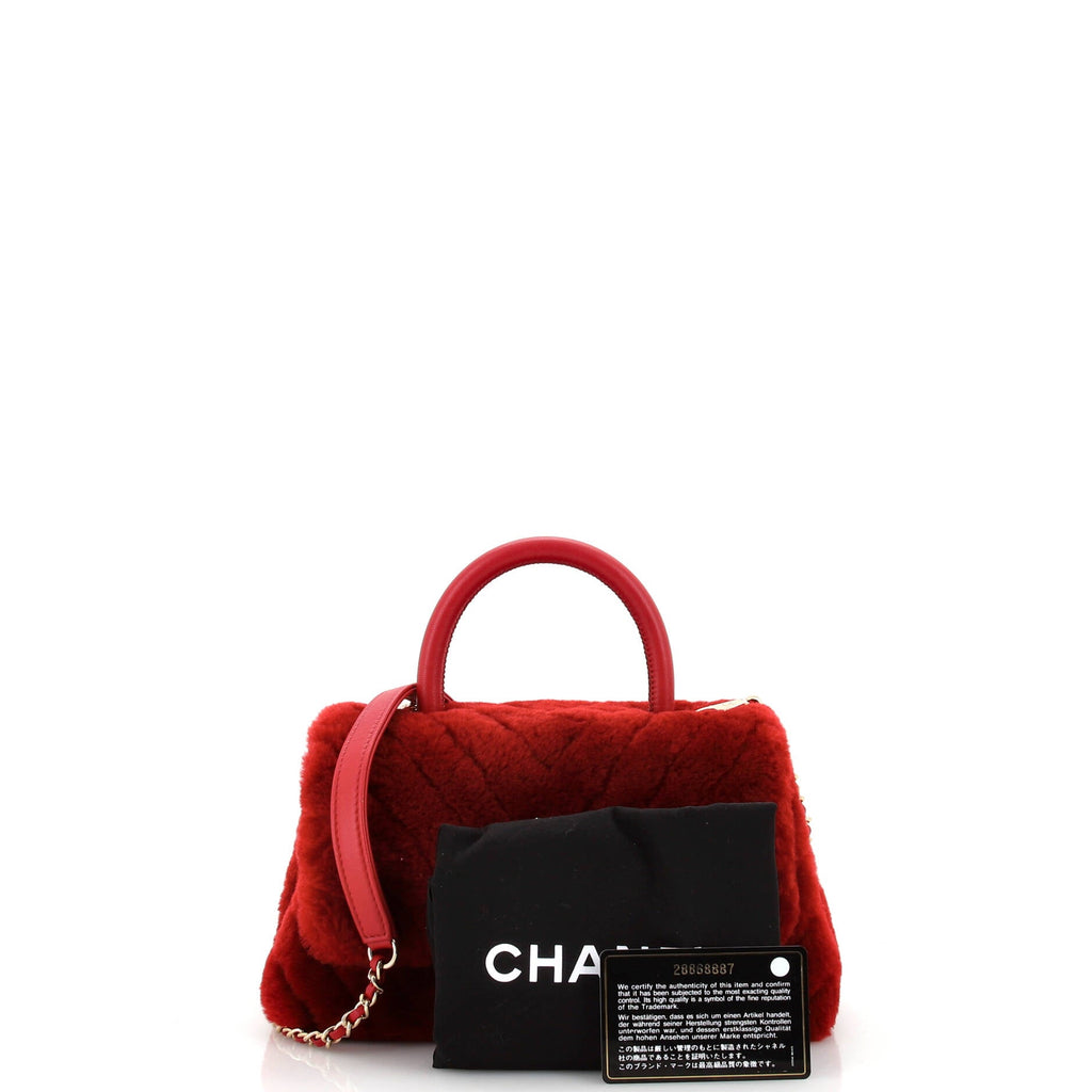 Coco Top Handle Bag Chevron Shearling Mini