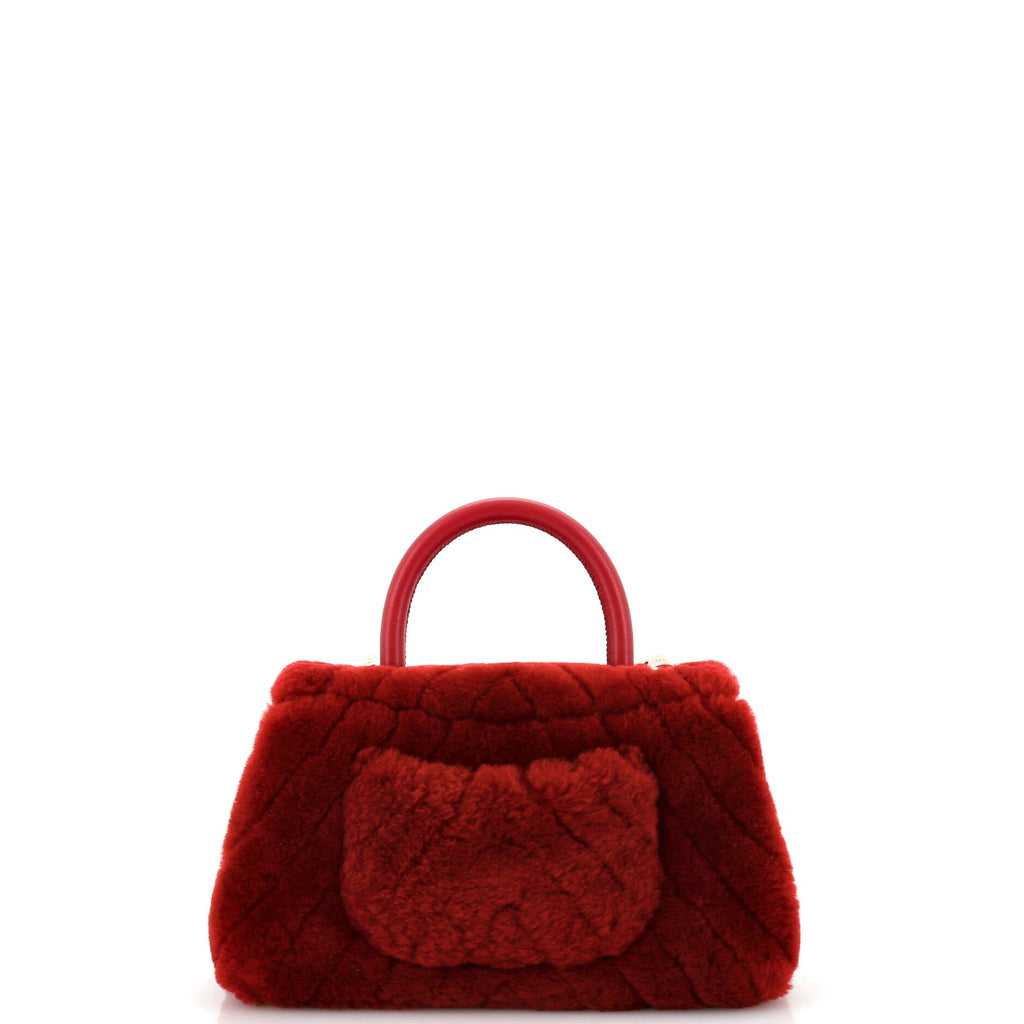 Coco Top Handle Bag Chevron Shearling Mini