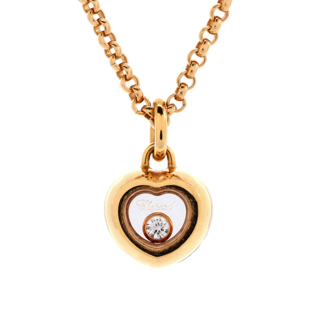 Miss Happy Heart Pendant Necklace 18K Rose Gold with 1 Floating Diamond