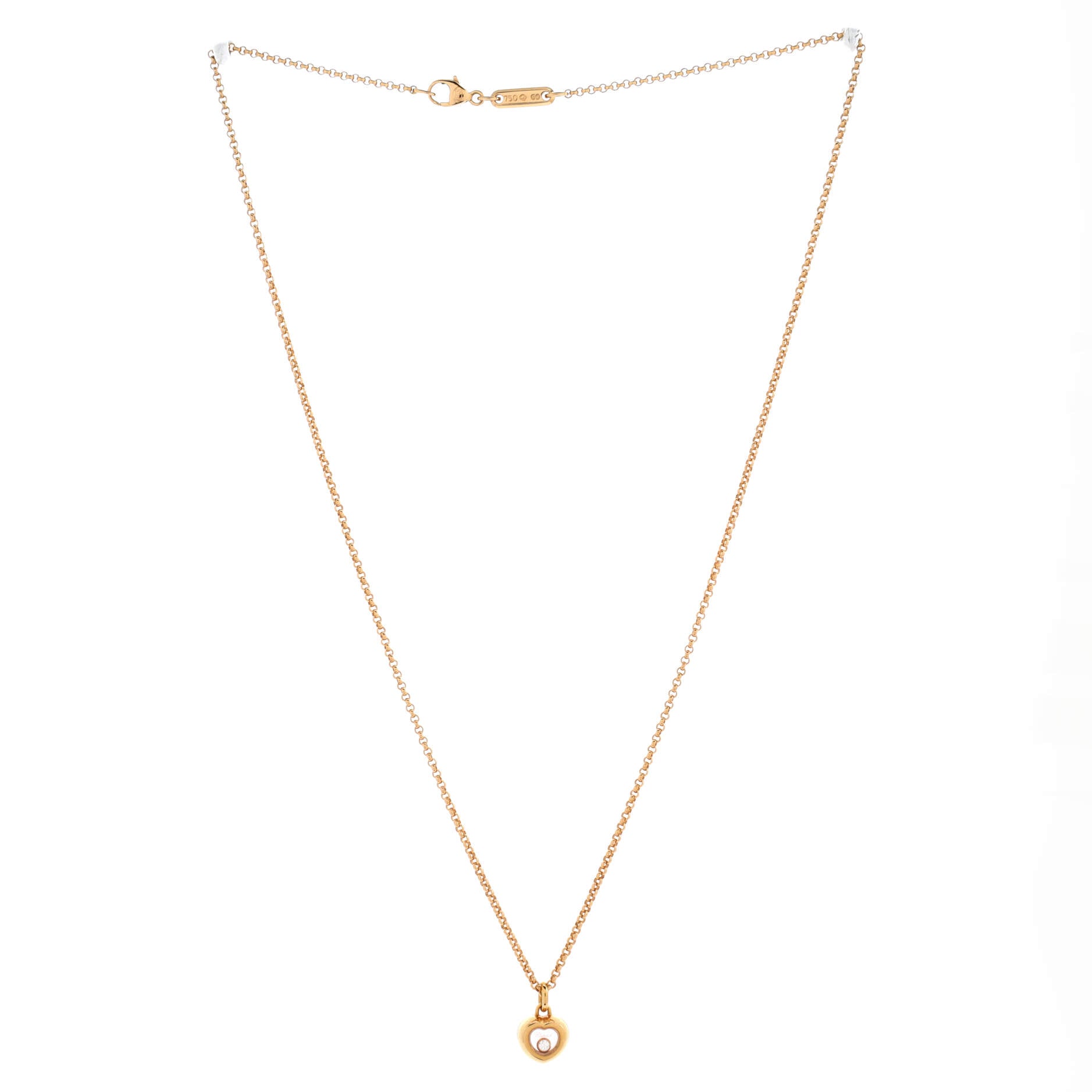 Miss Happy Heart Pendant Necklace 18K Rose Gold with 1 Floating Diamond