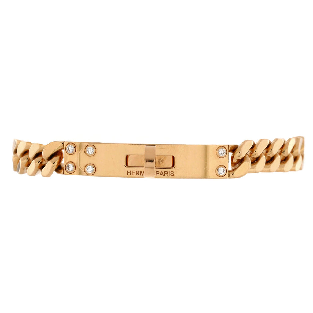 Kelly Gourmette Bracelet 18K Rose Gold with Diamonds Very Small