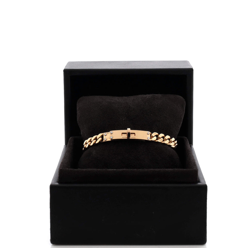 Kelly Gourmette Bracelet 18K Rose Gold with Diamonds Very Small