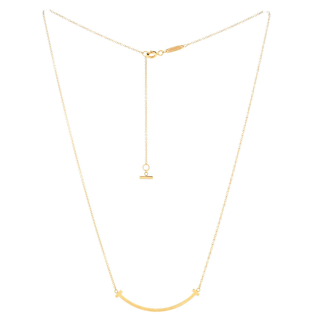 T Smile Pendant Necklace 18K Rose Gold Small