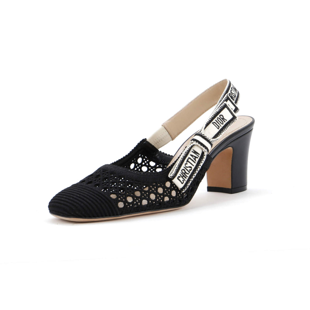Women's Dior & Moi Slingback Pumps Cannage Embroidered Mesh