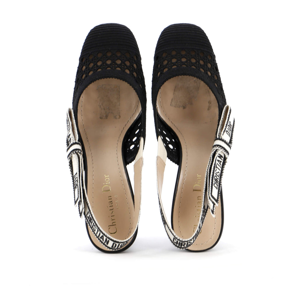 Women's Dior & Moi Slingback Pumps Cannage Embroidered Mesh