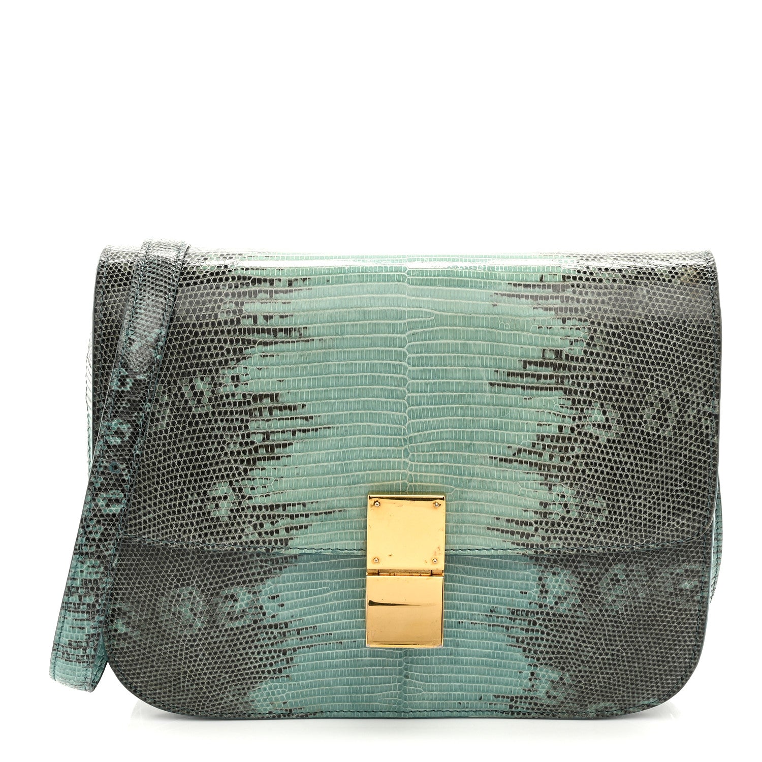 Lizard Medium Classic Box Flap Bag Antarctic