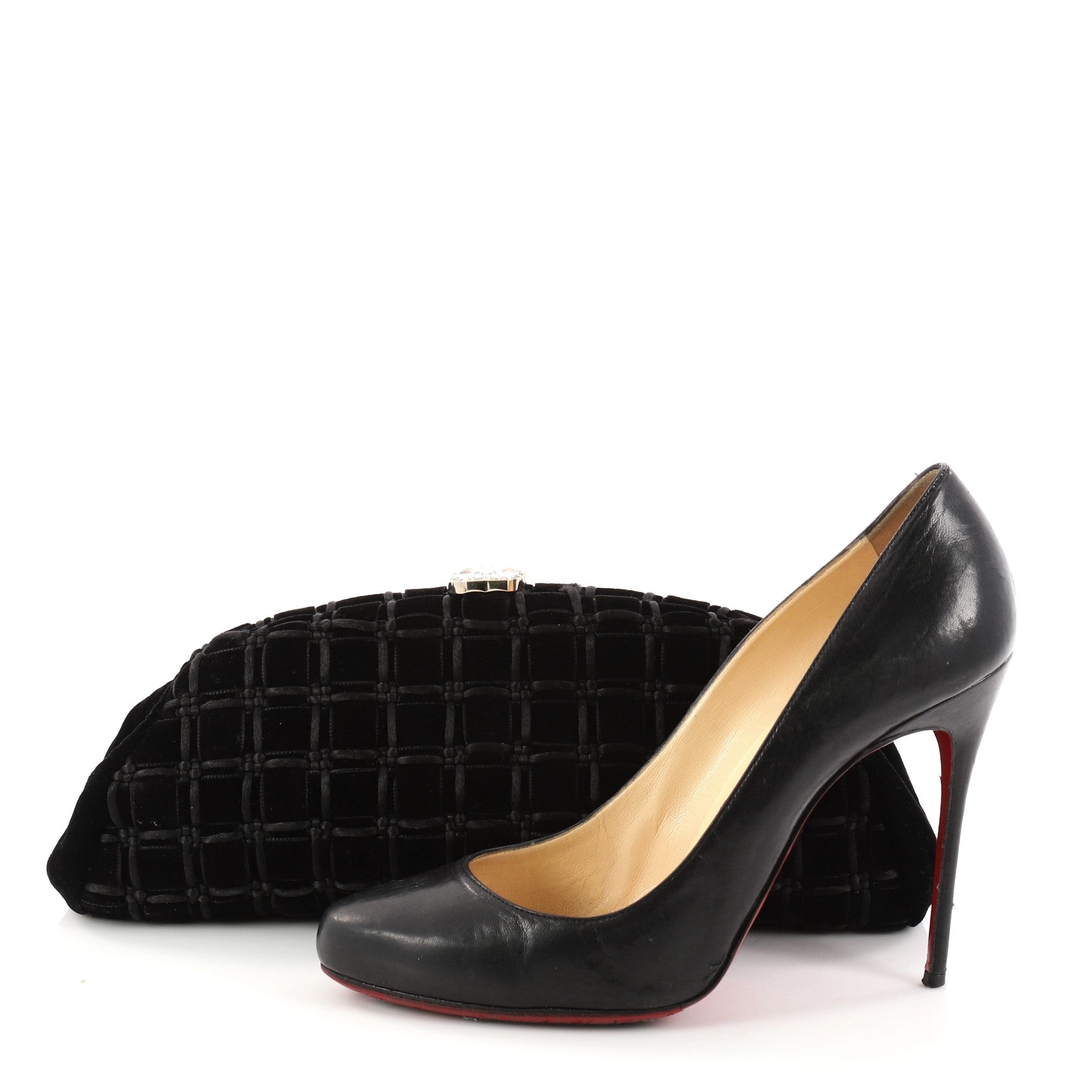 Timeless Clutch Velvet with Woven Leather