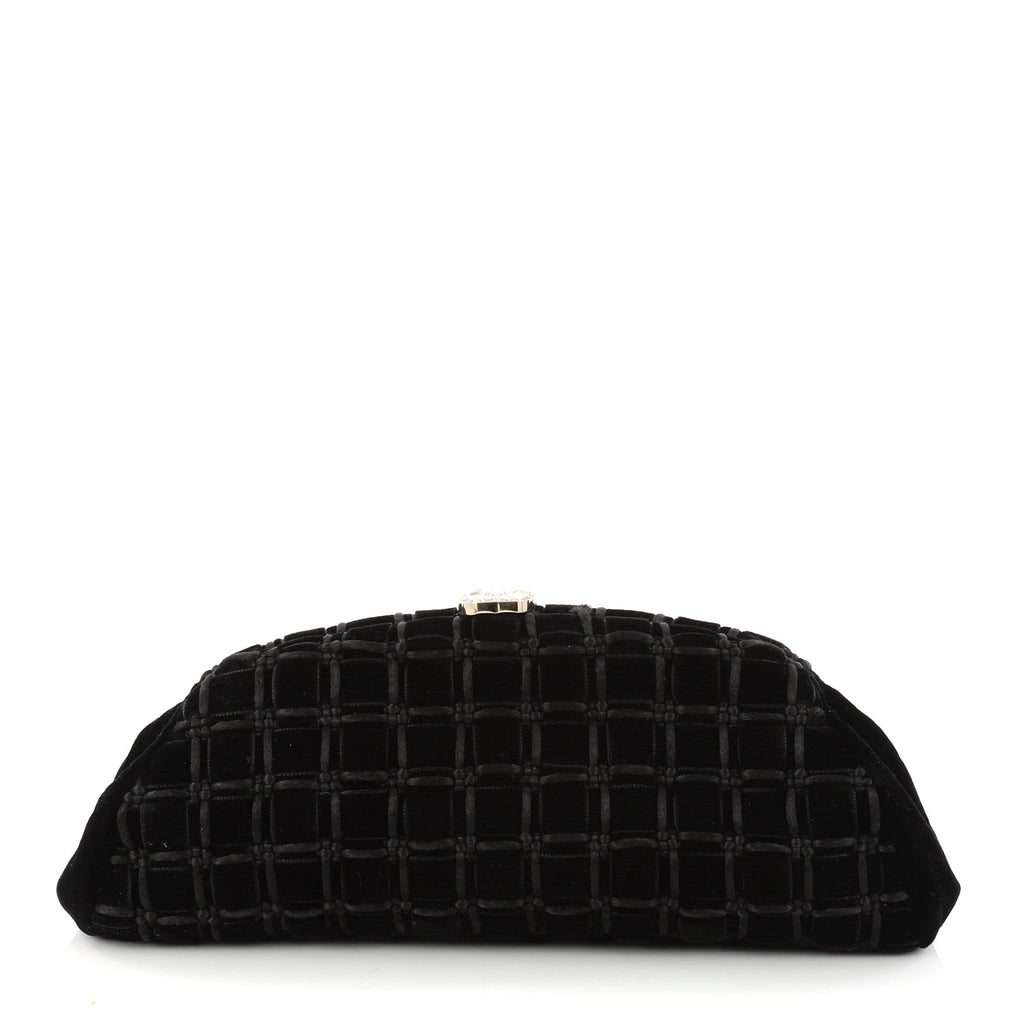 Timeless Clutch Velvet with Woven Leather