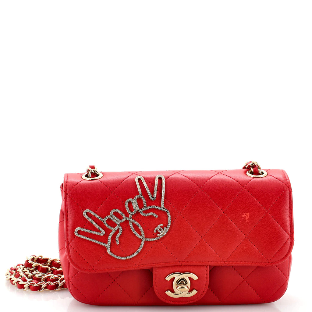 Emoticon Classic Single Flap Bag Quilted Lambskin Extra Mini