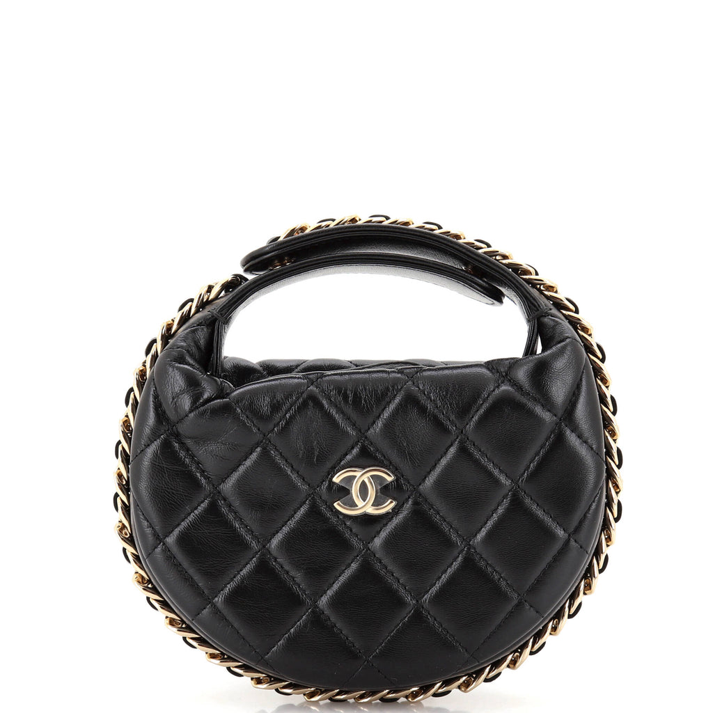 Chain Around Hobo Pouch Quilted Lambskin Mini