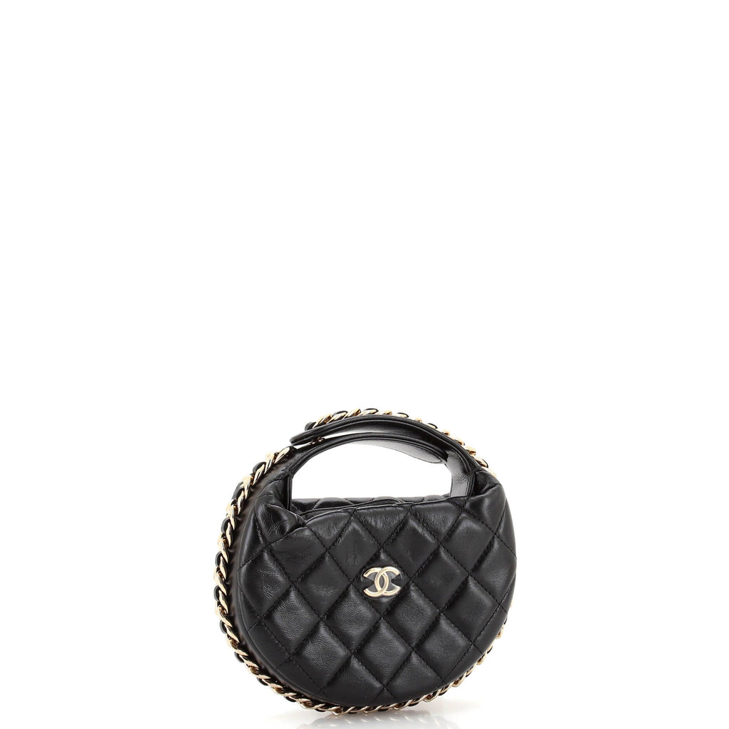 Chain Around Hobo Pouch Quilted Lambskin Mini