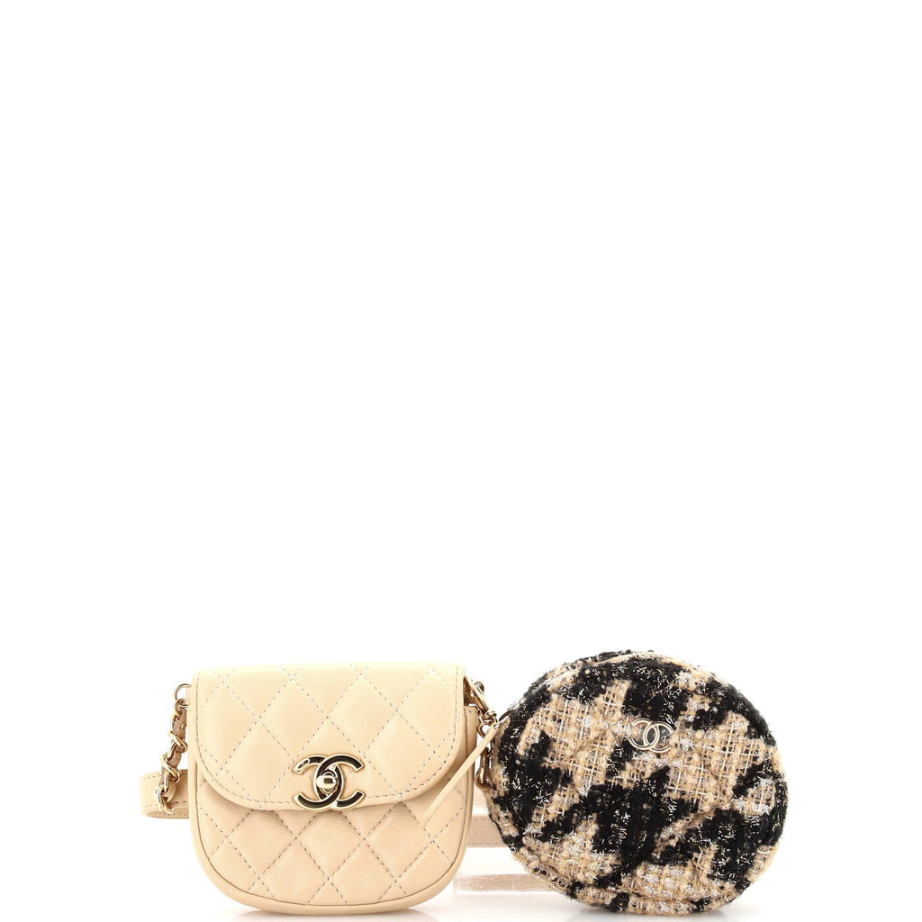 CC Waist Bag with Coin Purse Quilted Lambskin and Tweed