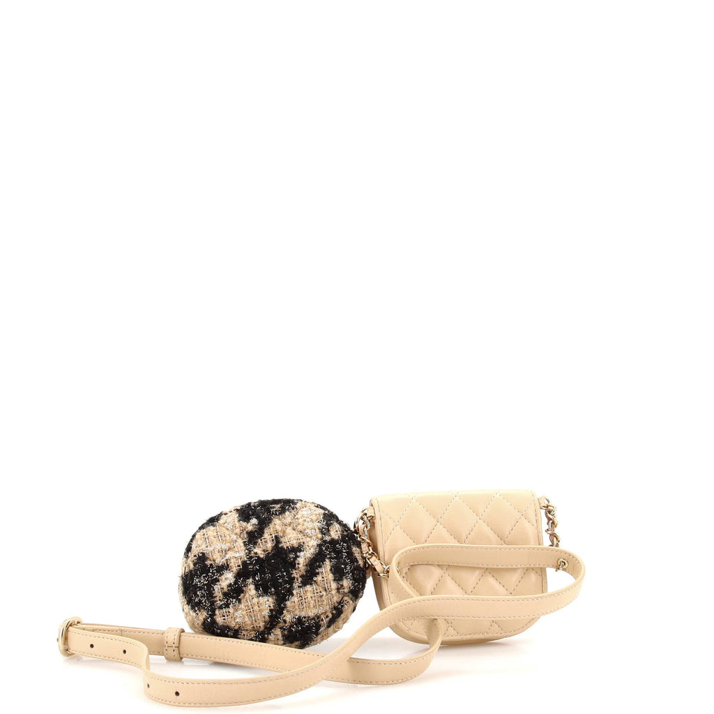 CC Waist Bag with Coin Purse Quilted Lambskin and Tweed