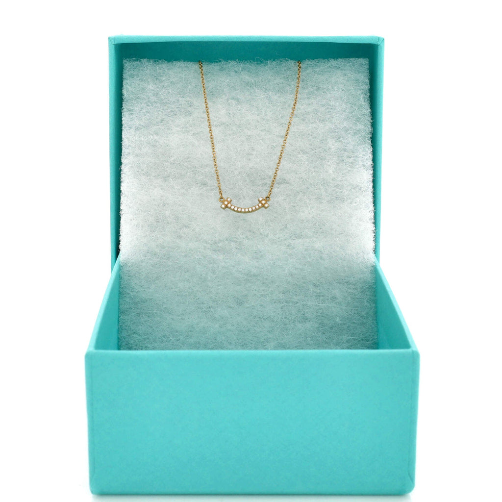 T Smile Pendant Necklace 18K Yellow Gold with Diamonds Mini