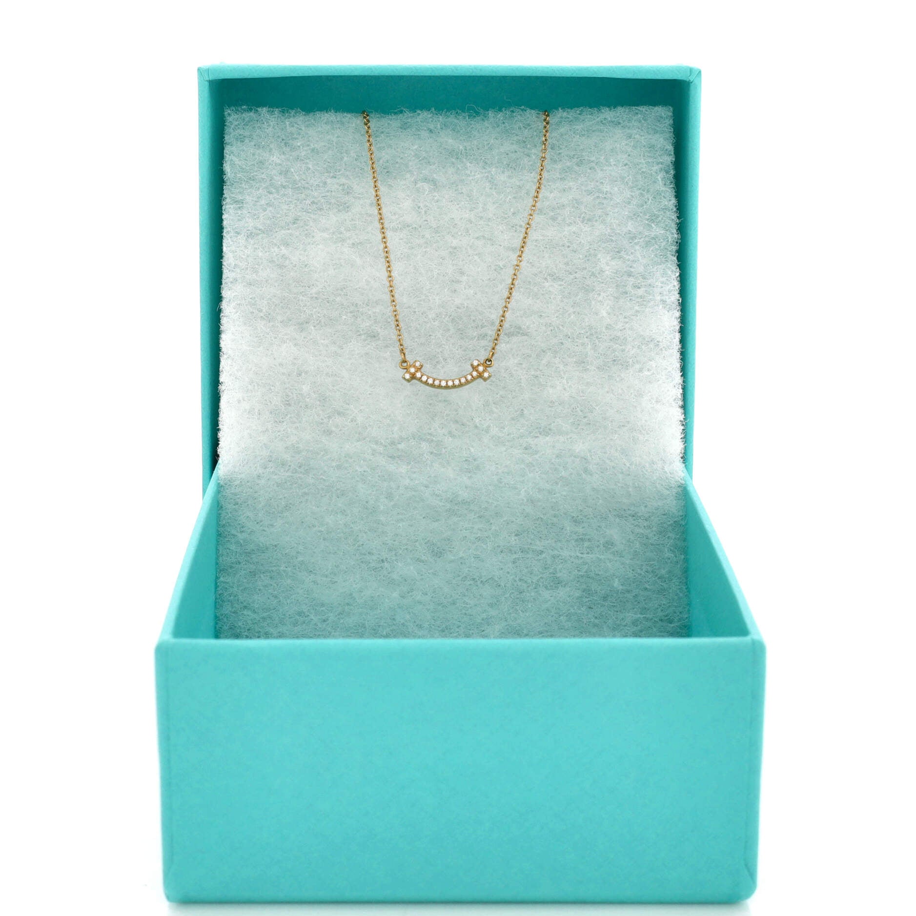 T Smile Pendant Necklace 18K Yellow Gold with Diamonds Mini