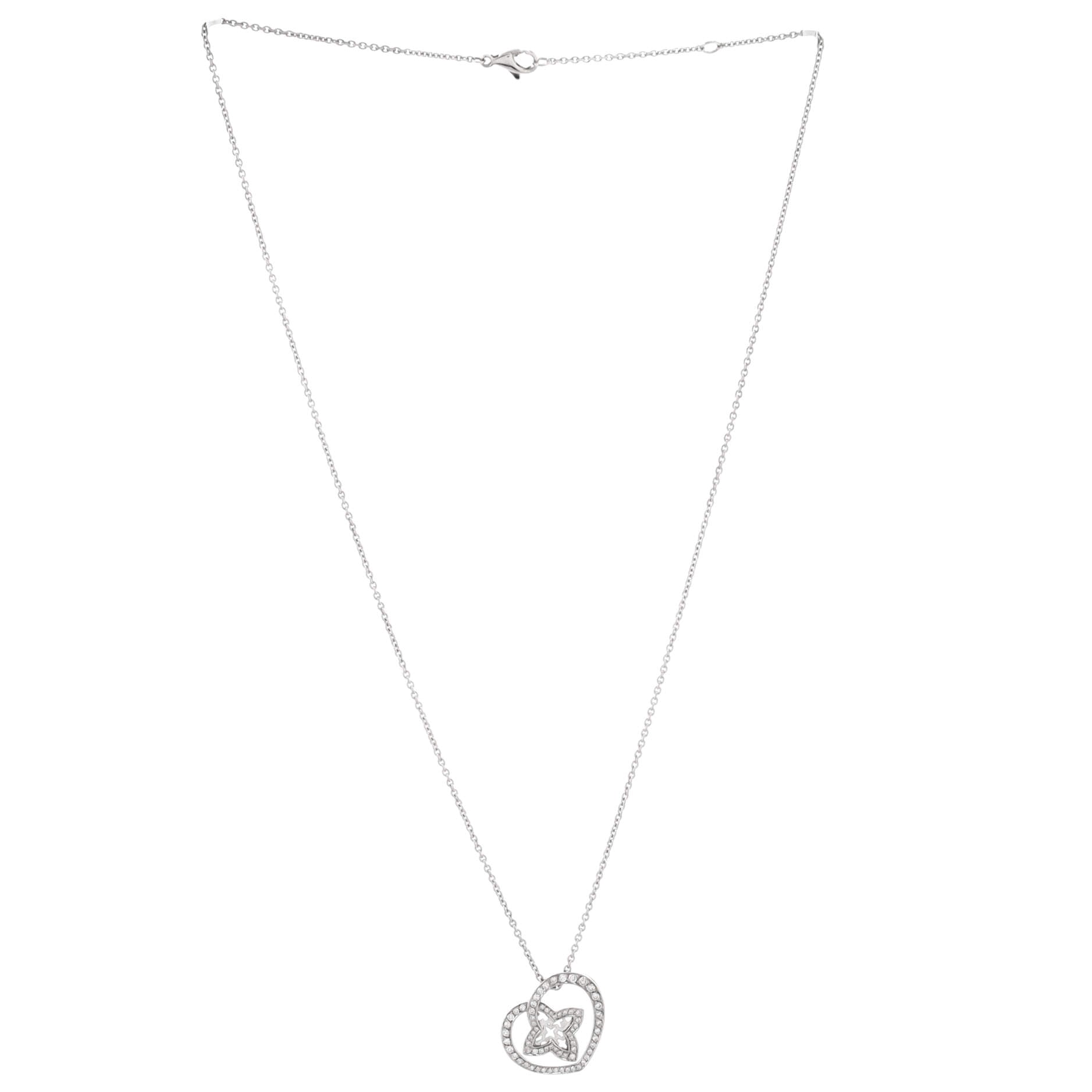 Coeur Heart Pendant Necklace 18K White Gold and Diamonds Small