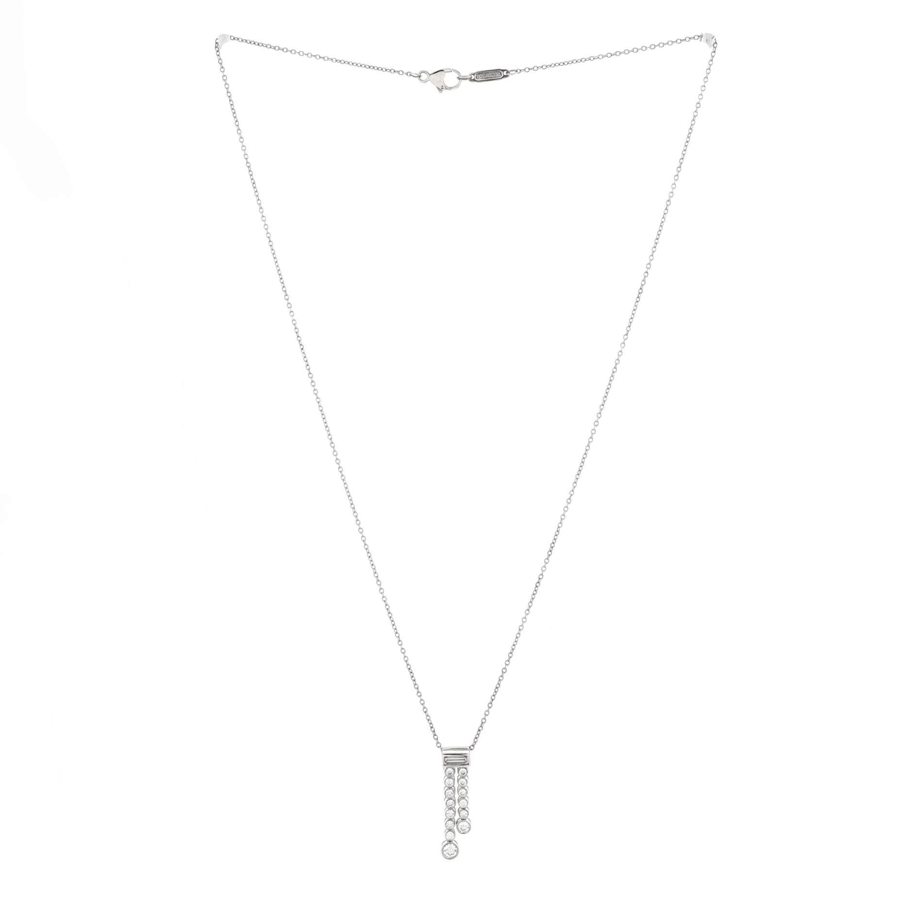 Jazz Graduated Double Drop Pendant Necklace Platinum and Diamonds
