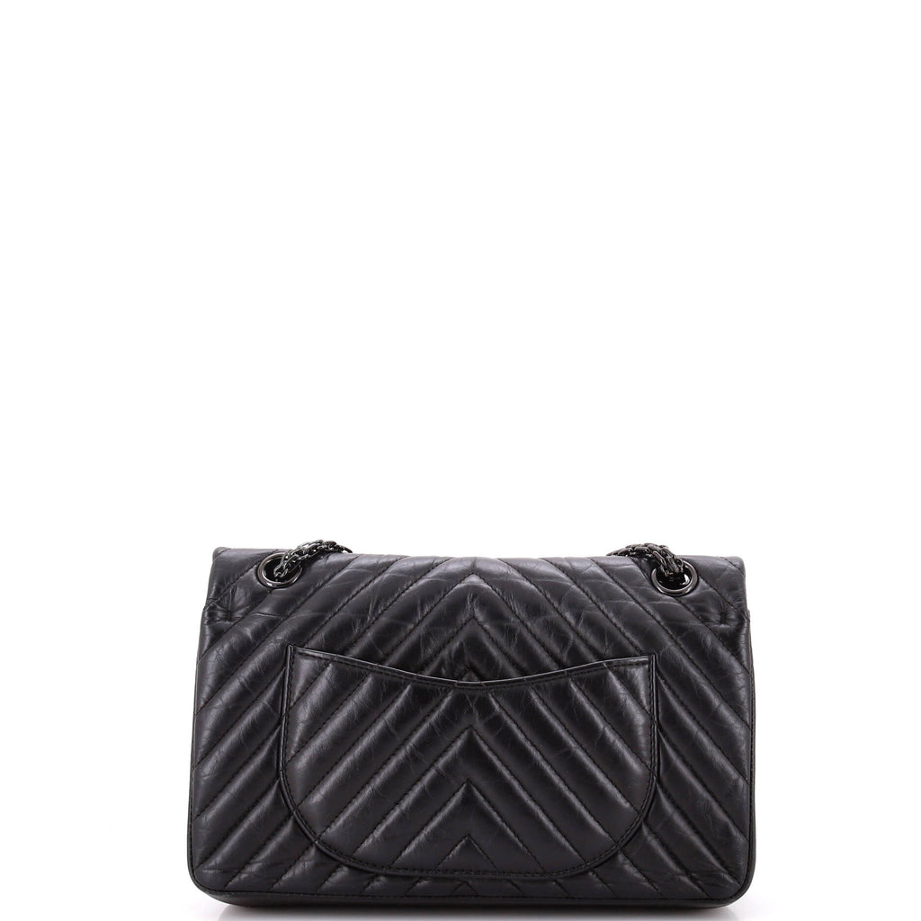 So Black Reissue 2.55 Flap Bag Chevron Aged Calfskin 225