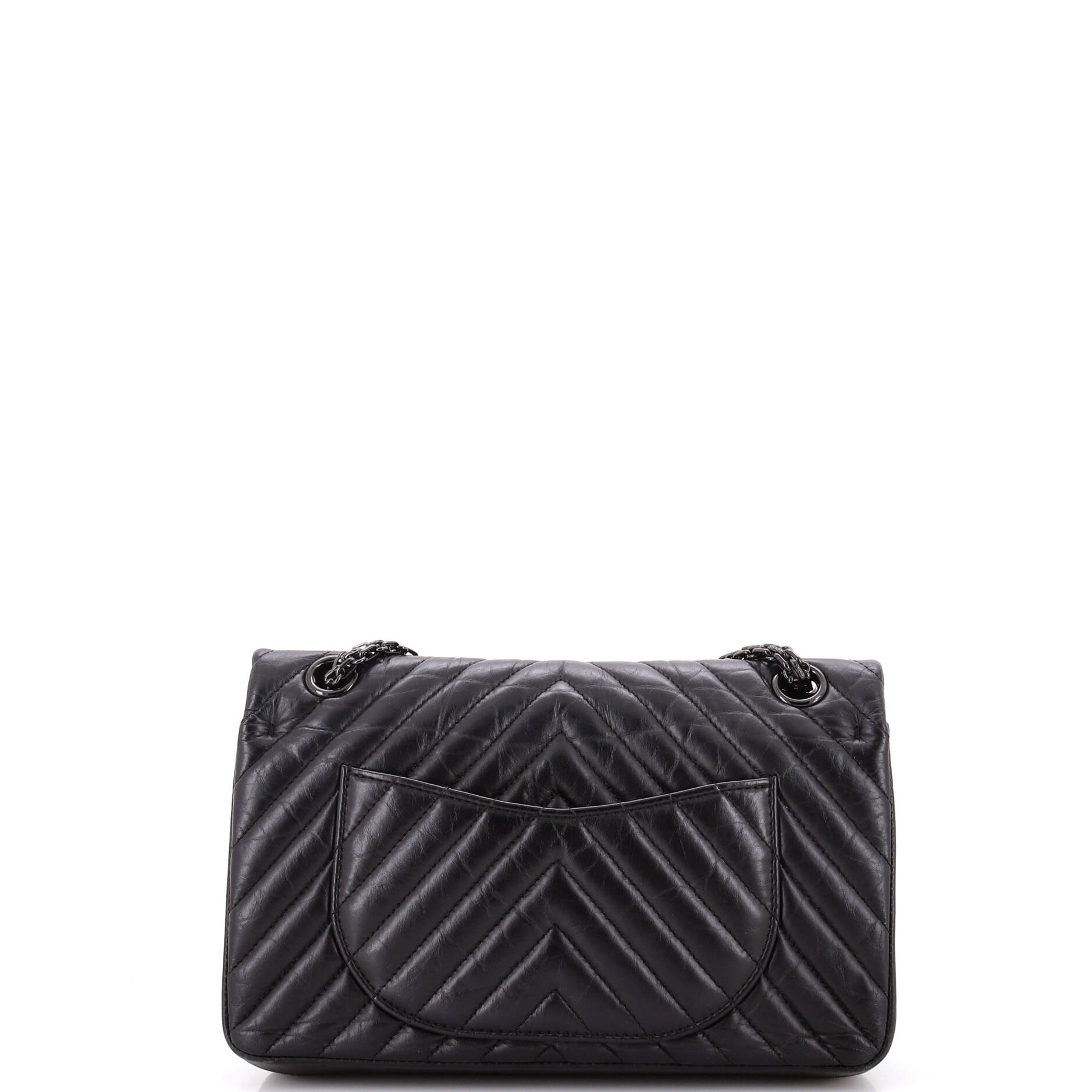 So Black Reissue 2.55 Flap Bag Chevron Aged Calfskin 225