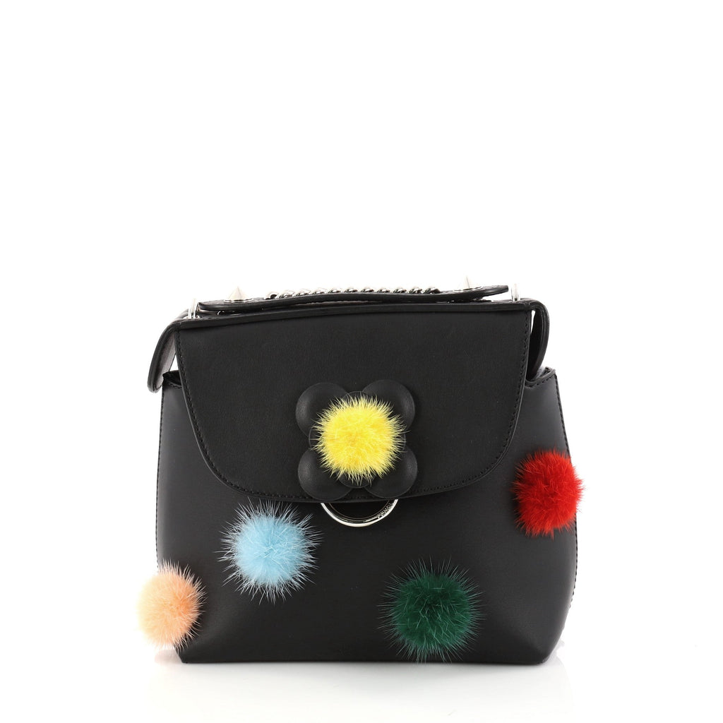 Back to School Backpack Pom Pom Leather Mini