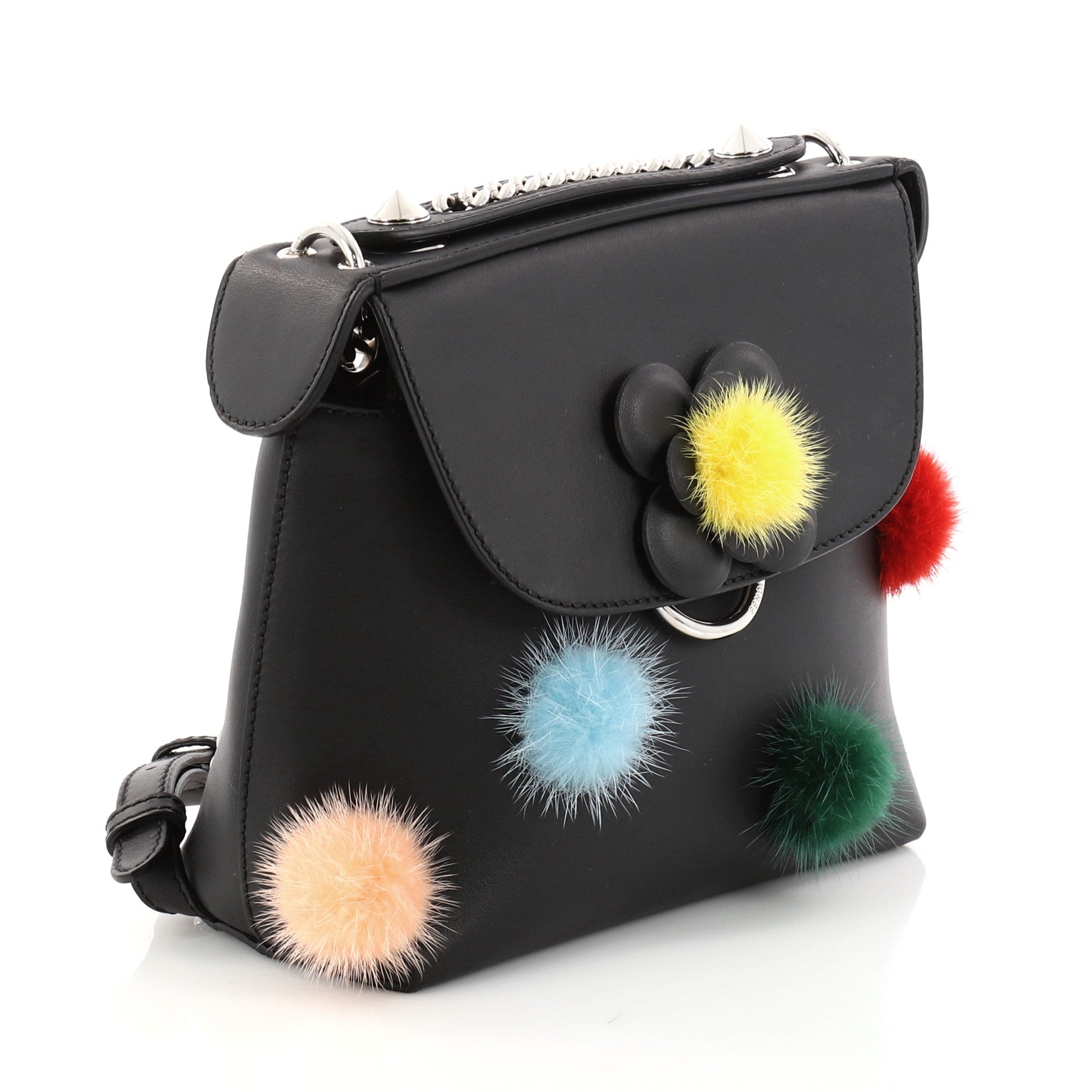 Back to School Backpack Pom Pom Leather Mini