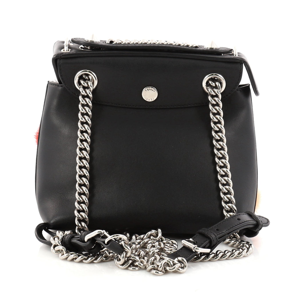 Back to School Backpack Pom Pom Leather Mini