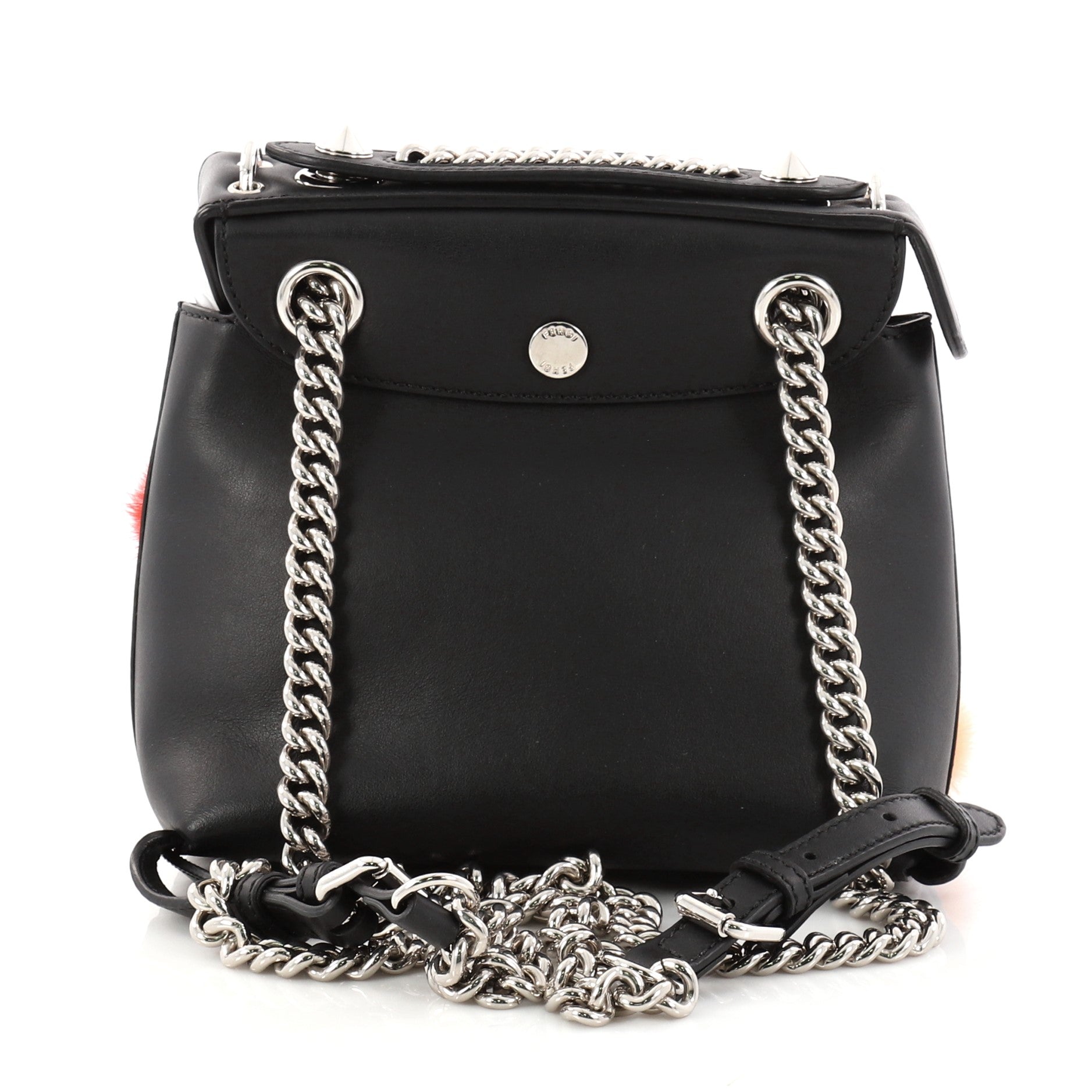 Back to School Backpack Pom Pom Leather Mini