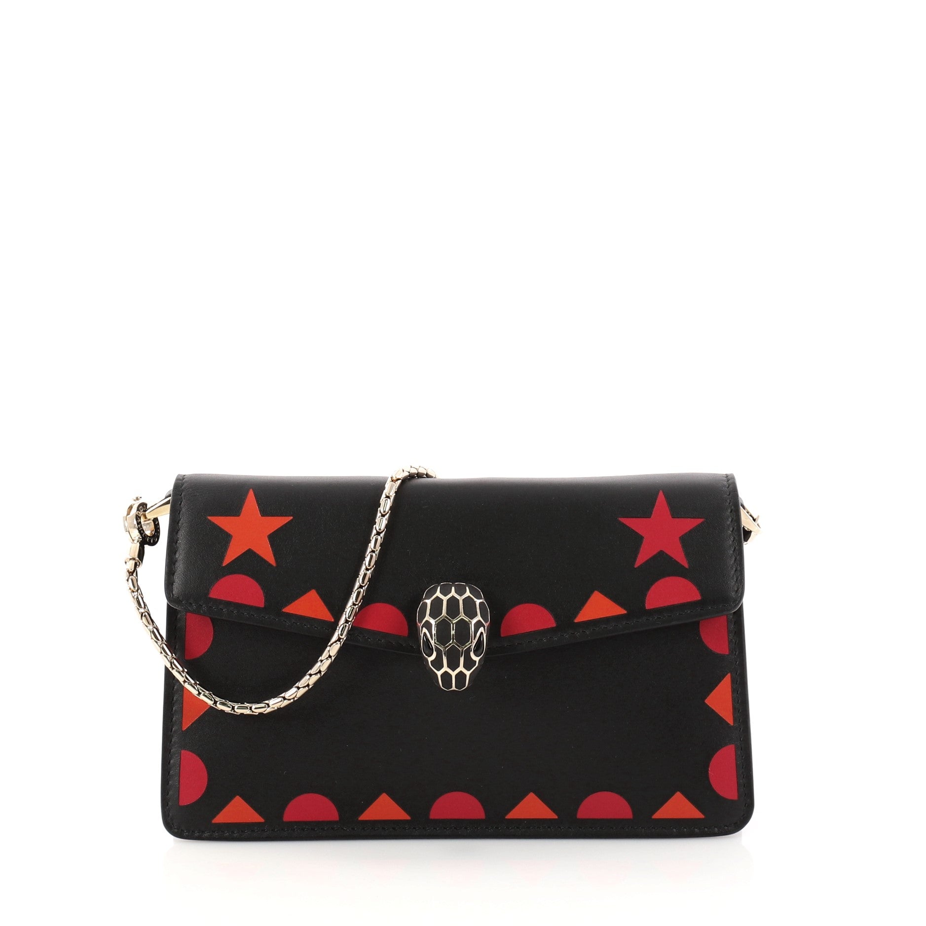 Serpenti Forever Chain Clutch Laser Cut Leather Mini
