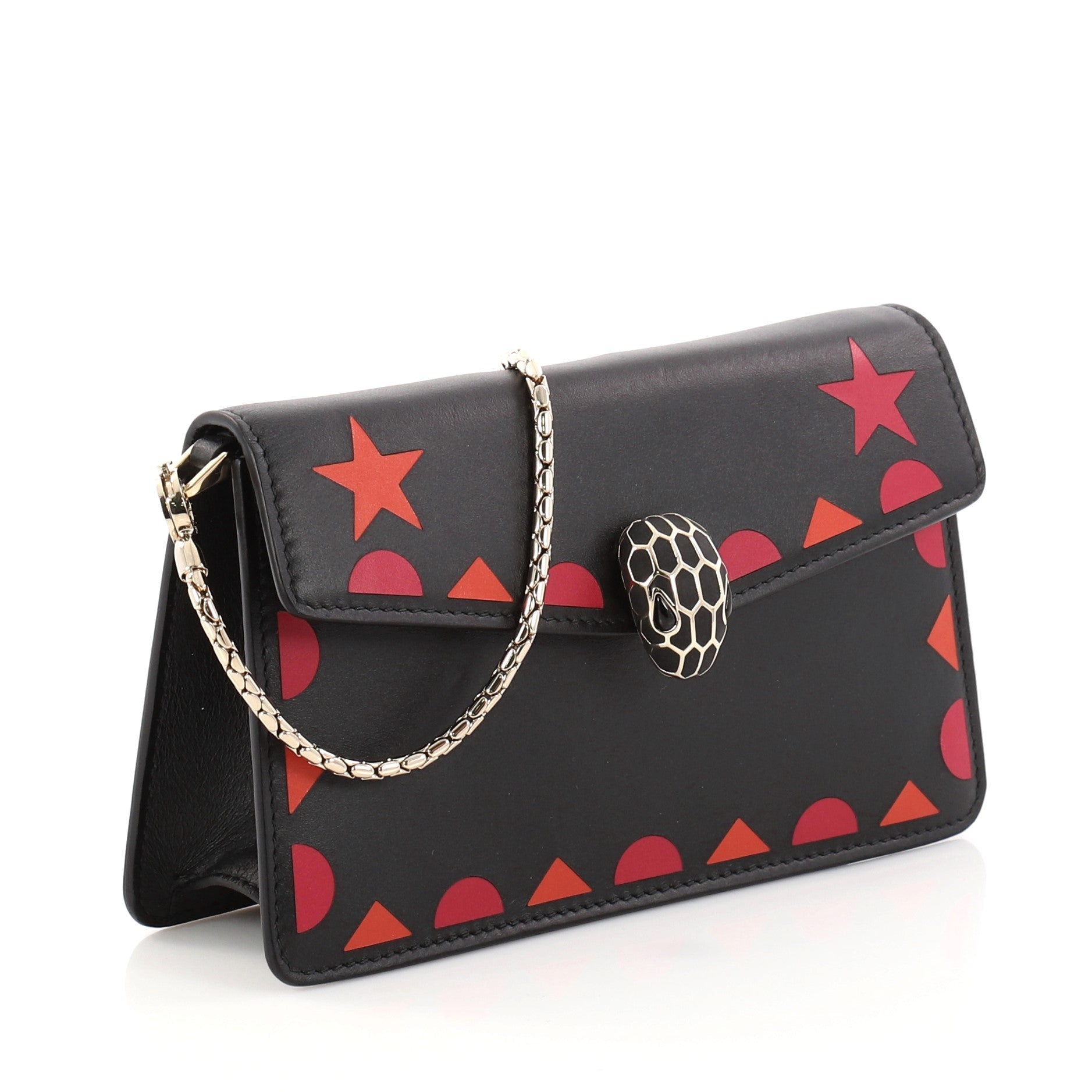 Serpenti Forever Chain Clutch Laser Cut Leather Mini