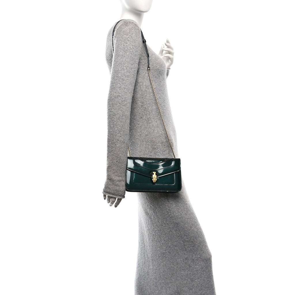 Patent Serpenti Forever Crossbody Emerald