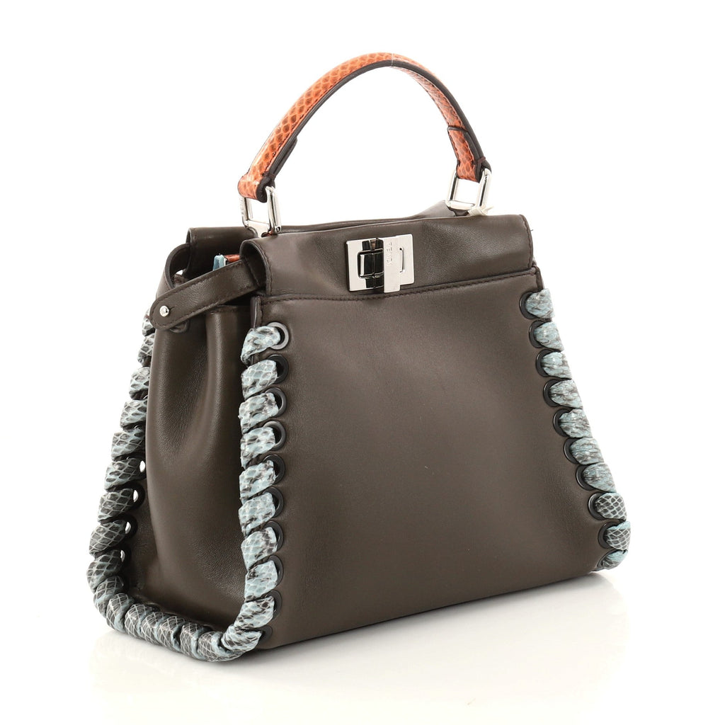 Peekaboo Handbag Leather with Python Whipstitch Mini
