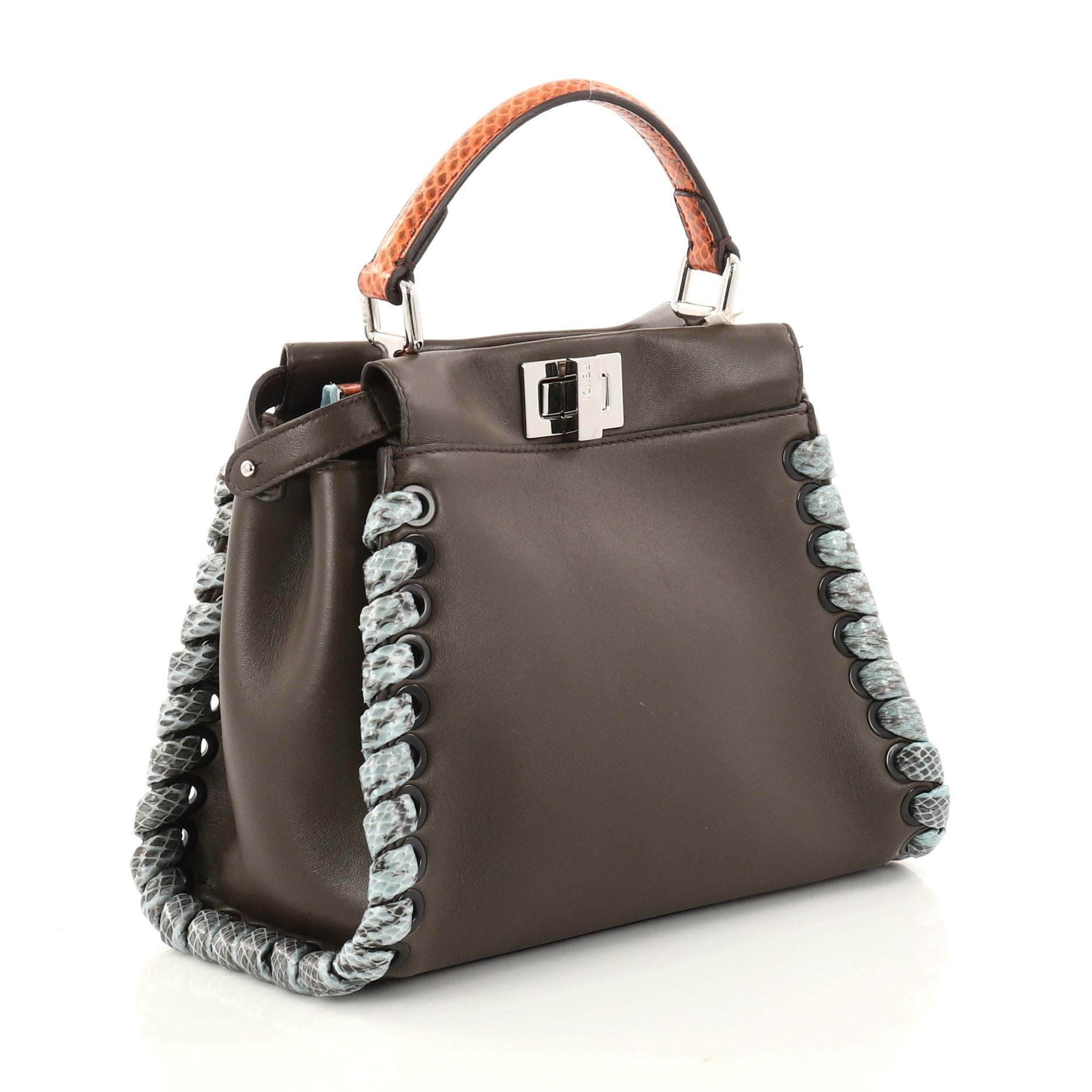 Peekaboo Handbag Leather with Python Whipstitch Mini
