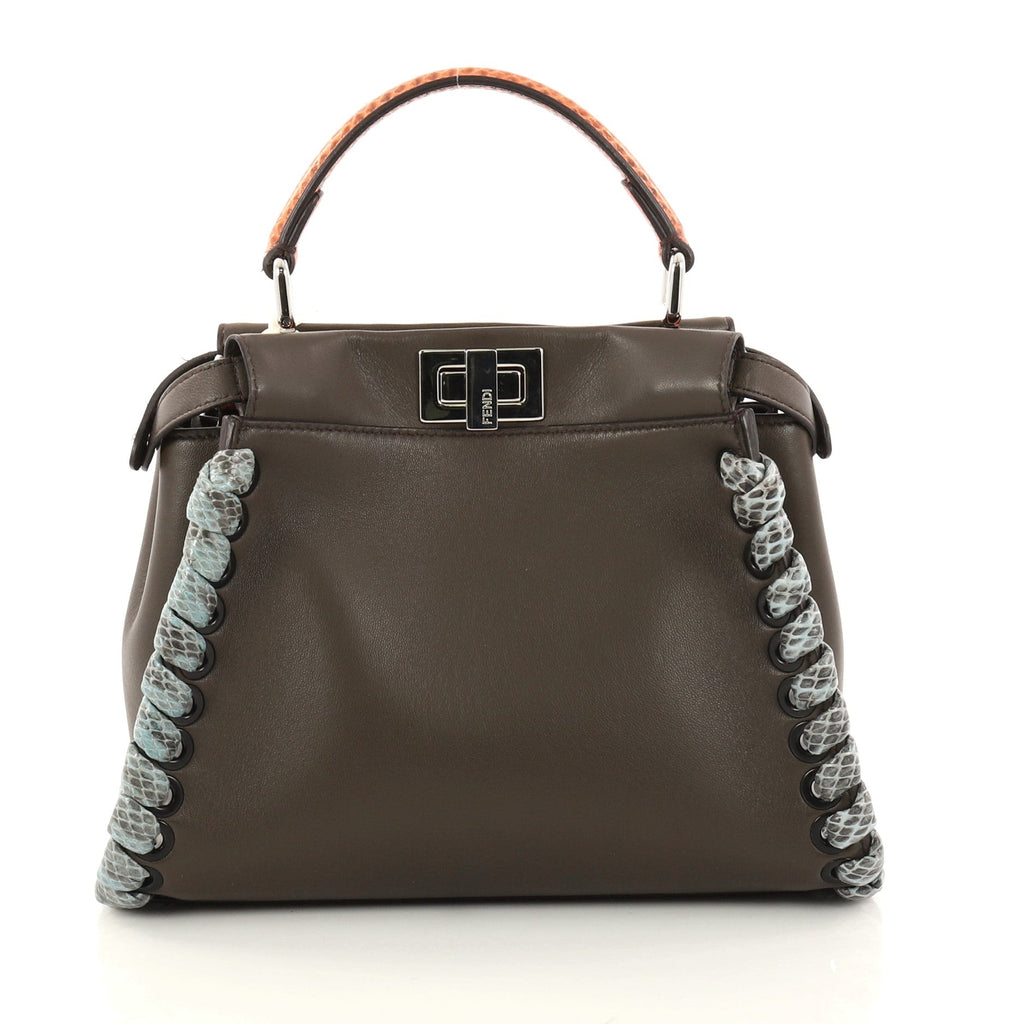 Peekaboo Handbag Leather with Python Whipstitch Mini