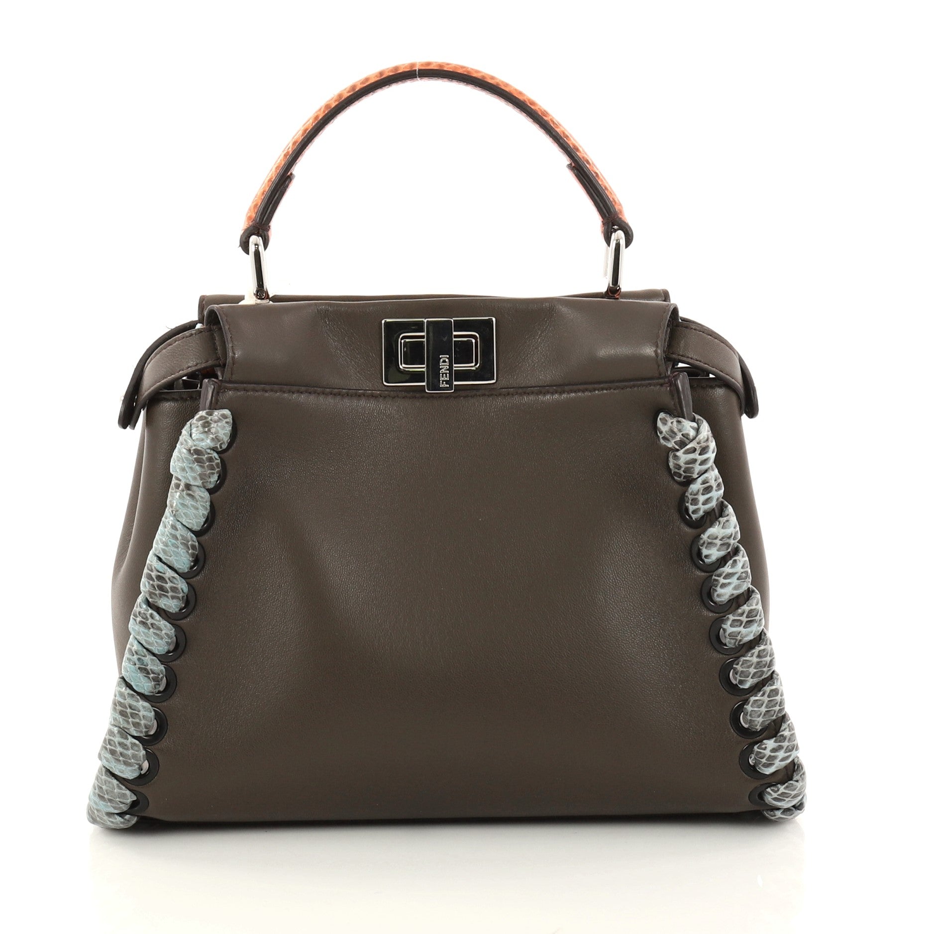 Peekaboo Handbag Leather with Python Whipstitch Mini