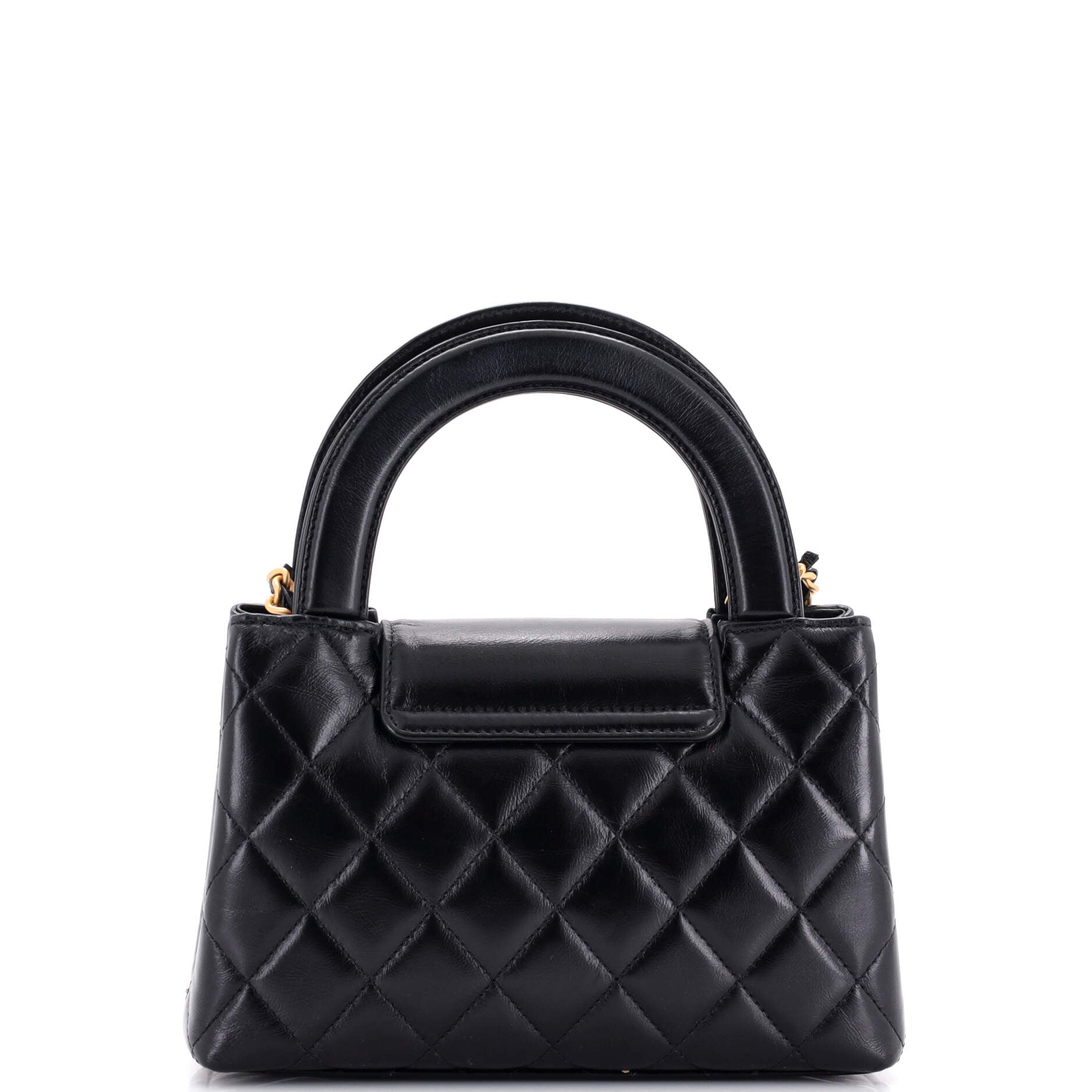 Kelly Top Handle Shopping Bag Quilted Shiny Aged Calfskin Mini