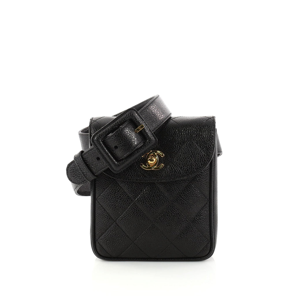 Vintage Belt Bum Waist Bag Quilted Caviar Mini