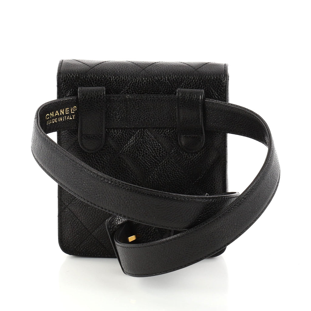 Vintage Belt Bum Waist Bag Quilted Caviar Mini