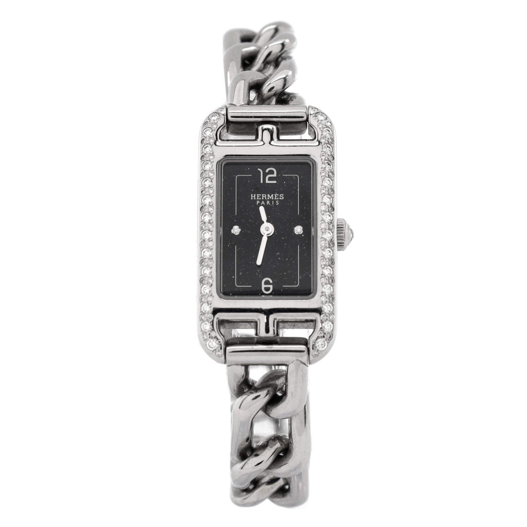 Nantucket Quartz Watch Stainless Steel with Aventurine Dial and Diamond Bezel and Markers 17