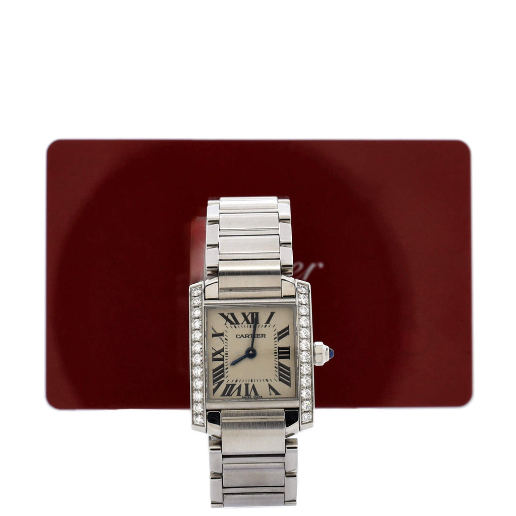 Tank Francaise Quartz Watch Stainless Steel with Diamond Bezel 20