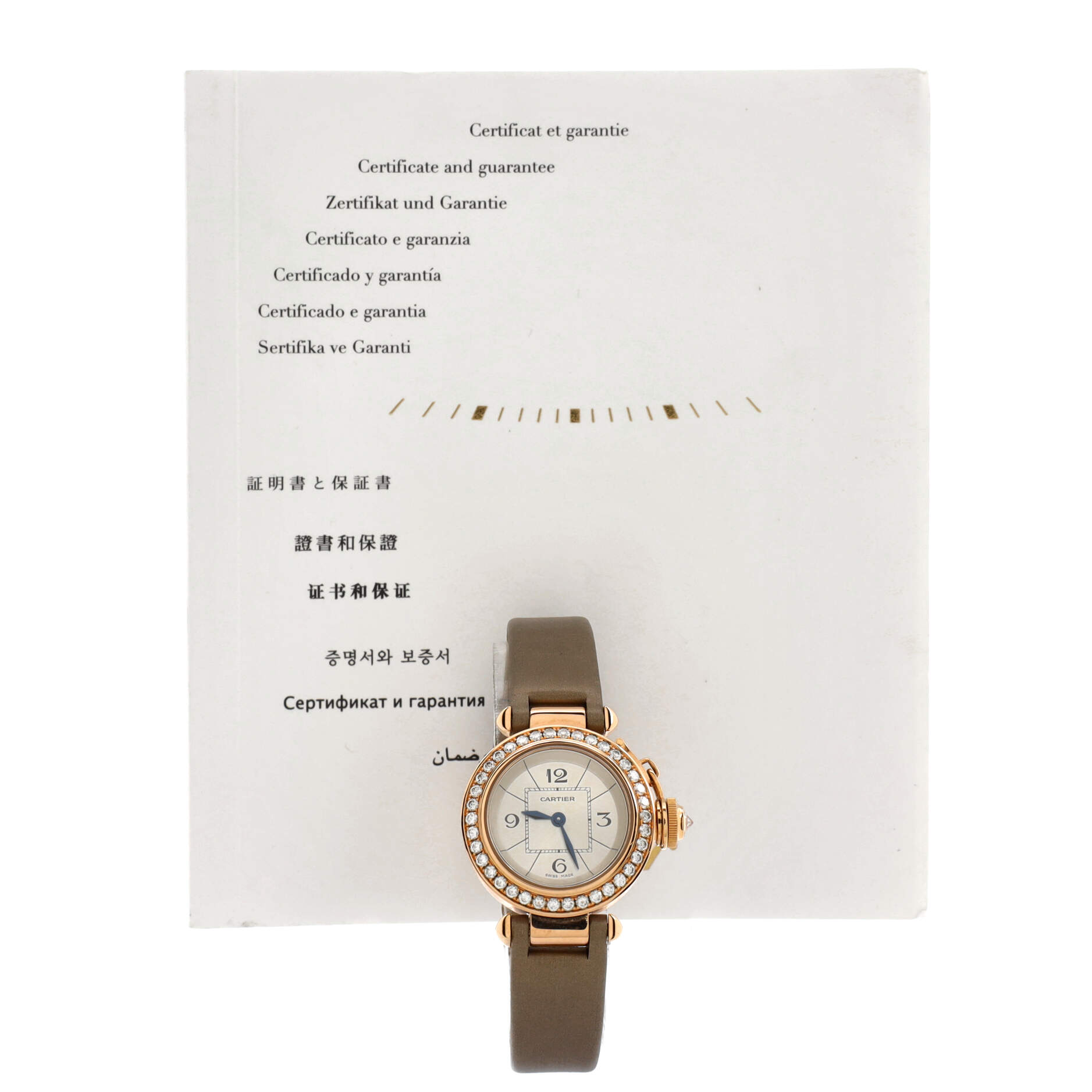 Miss Pasha Quartz Watch Rose Gold and Satin with Diamond Bezel 27