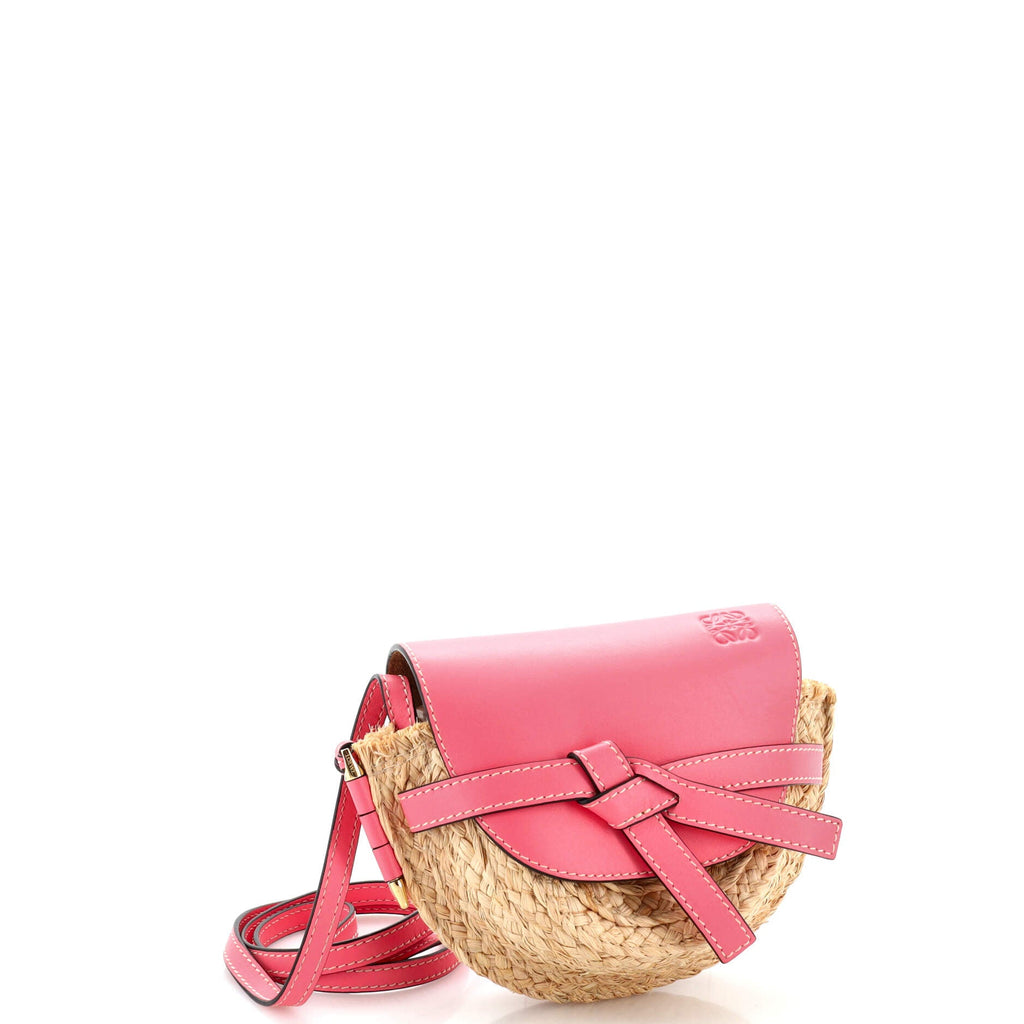 Gate Shoulder Bag Leather and Straw Mini