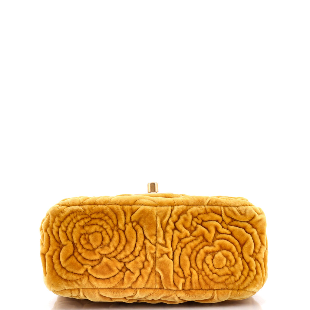 Square Classic Single Flap Bag Camellia Velvet Mini